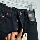 Levi's NWT Levi’s Ribcage Super High Rise Denim Shorts Frayed Hem Button Fly Black 24 Photo 4