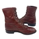 Justin  Kiltie Tassle Brown Leather Western Roper Boots Womens Size 6.5 B Lace Up Photo 3