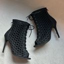 Nasty Gal Mesh Lace-up Tied Heel Booties Photo 1