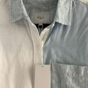 Rails NEW  Ingrid Raw Button Down Shirt Size Small Patch Work Blue White Women's Photo 7