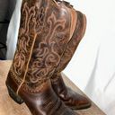 Justin Womens Size 7.5 B Brown Leather Cowboy Western Boots Photo 2