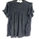 Mustard Seed  Gray Boho Short Sleeve Ruffled Trim Tshirt Blouse‎ Size Small Photo 0