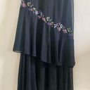 Alex Evenings Vintage long black cowl neck sequin flower embroidered formal evening maxi dress Photo 4