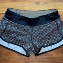 Lululemon Speed Shorts Dottie Eyelet White Black/Black/ Tonka Stripe Black White Photo 0