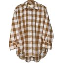 Maeve Anthropologie  XS Tan White Buffalo Checkered The Bennet Buttondown Shirt Photo 5