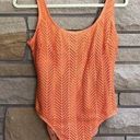 Newport News Vintage  One Piece swimsuit textured crochet 16 orange Photo 0