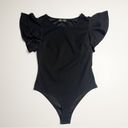 Harper  Ruffle Sleeve Bodysuit Black Large NWOT Photo 3