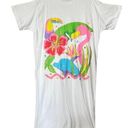 Flamingo Vintage Hand Painted Tropical Vacation Parrot  Extra Long Coverup Photo 0