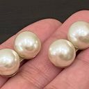 Vintage Japan Ivory White Double Faux Pearl Screw Back Non Photo 5