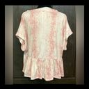 Peach Love shirt sleeves relaxed red/burgundy & white Tunic - Size Medium Photo 2