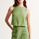 Abercrombie & Fitch Women’s  Green Linen-Blend High-Neck Sleeveless Top Photo 0