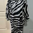 Natori  Zebra Cotton Poplin Balloon Sleeve Belted Shirtdress Size Medium Photo 4