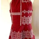 Joie  High Neck Geometric Embroidered Halter Peplum Tank Top Size M Photo 0