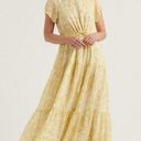 Lucky Brand  Women Dress Ariel Tiered Maxi Ruffle Yellow Paisley Floral Prairie M Photo 0