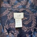 J.Jill  Jacket Top Blue Brown Scroll Linen Silk Blend Lightweight Jacket Size 4 Photo 1