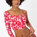 frankie's bikinis 💕 Keira Floral One Shoulder Bikini Top  Coconut Girl Large NWT Photo 1