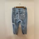 American Eagle Pre-Owned Size 14  Light Blue Heavily Distressed Mom Jeans Photo 3