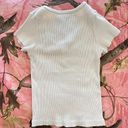 Brandy Melville white ribbed button up short sleeve top Photo 6