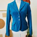 Vintage Blue  Velvet Fitted Triple Embellished Button Spring Blazer Photo 0