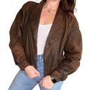 Vintage 80s Pelle Soft Leather Bomber Jacket in Brown Oversized Size Small Photo 0