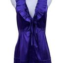 BCBGMAXAZRIA Silk  halter top Purple XS Satin Stretch Ruffle Detail Y2k 2000s Photo 0