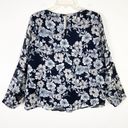 Luna  Project Black & White Floral Long Sleeve Pintucked Blouse Size M Photo 1