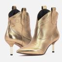 Jessica Simpson NEW  Nelda Gold Pointed Toe Pull On Kitten Heel Western  Booties Photo 0