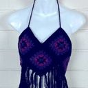 American Vintage Crochet Black Fringe Halter one size Photo 1