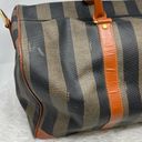 Fendi Vintage  Huge Pequin Stripe & Cognac Leather Duffel/Weekender Bag Photo 13