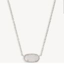 Kendra Scott  Elisa Necklace Iridescent Drusy Pendant Silver Chain Photo 0