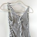 Lovers + Friends  Allie Tank Top Striped Lace Up Bodysuit Navy Blue White Small Photo 7