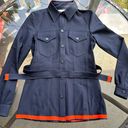 Victoria Beckham Victoria  Long Sleeve Button Down Belted Top Navy/Orange Size 2 Photo 0