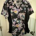 Elle Scrubs size XL  top black white yellow flowers & HeartSoul bottoms in black Photo 8