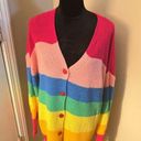 Support Pride in this adorable oversized rainbow striped boyfriend cardigan 2x Size XXL Photo 1