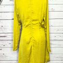 Nasty Gal  Chartreuse Satin Long Sleeve Draped Mini Dress Size 8 Medium Photo 5