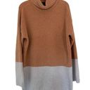 BCBGMAXAZRIA  Turtleneck Tunic Sweater Colorblock Sz Medium Camel Grey Photo 0