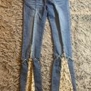 Bubblegum Vintage Y2K  blue flaired raw hem floral patch pocket jeans sz 5/6 Photo 0