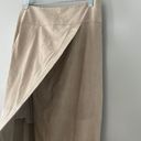 Vince   Suede Leather Faux Wrap Midi in Marzipan Beige Size 6 Photo 5