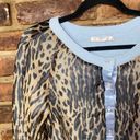 Rebecca Taylor  Blue Leopard Animal Print Cardigan Sweater Women's Size Small Photo 1