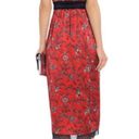 Cinq à Sept Cinq a sept Petra red silk bandanna black lace trim midi slip dress size 4 Photo 4