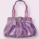 Coach Leather Garnet Turnlock Purse Tote Bag in Purple Photo 14