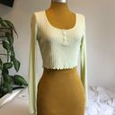 Nordstrom bp lettuce trim long sleeve eyelet crop top Photo 0