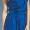 Rebecca Taylor  blue satin ruffle belted mini dress Photo 1