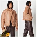 Missguided  Premium Brown Tan Borg Teddy Faux Leather Belted Aviator Jacket 14 XL Photo 2