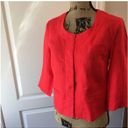 Target Merona Red Collarless Linen Cropped Balzer Jacket w/ 3/4 Sleeves Hook Closure XS Photo 7