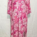 Carole Hochman  Long Dressing Gown Housecoat 1/2 Zip Pink Floral Cotton Sz Small Photo 0