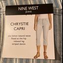 Nine West NWT Women’s  striped denim capris chrystie cropped jeans blue white Photo 3