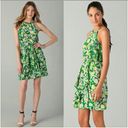 Rebecca Taylor  2 Silk Mini Dress XS Green Garden Floral Sleeveless Flutter Photo 4