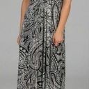 Oleg Cassini  Black Paisley Printed Long Dress Photo 0