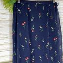 Vintage Myclothes Navy Tulip Floral Print Silk Maxi Skirt Size 12 Photo 1